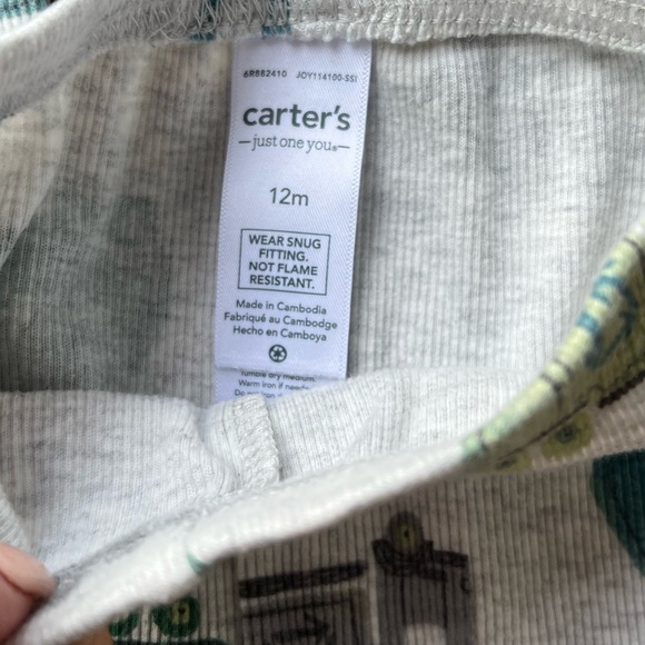 Infant baby toddler 12M Carter's Gray Pajama Set - Picture 2 of 3